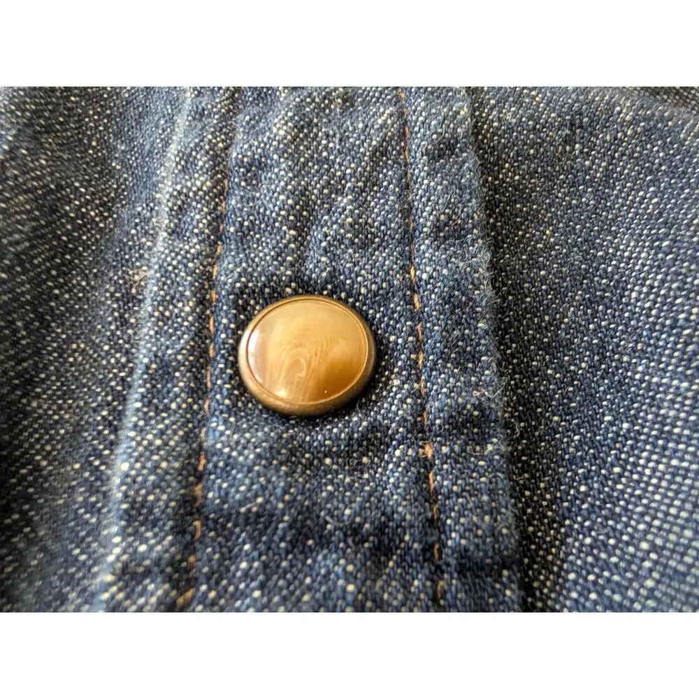 Wrangler Denim Western Pearl Snap Front Shirt Dark Wash XL